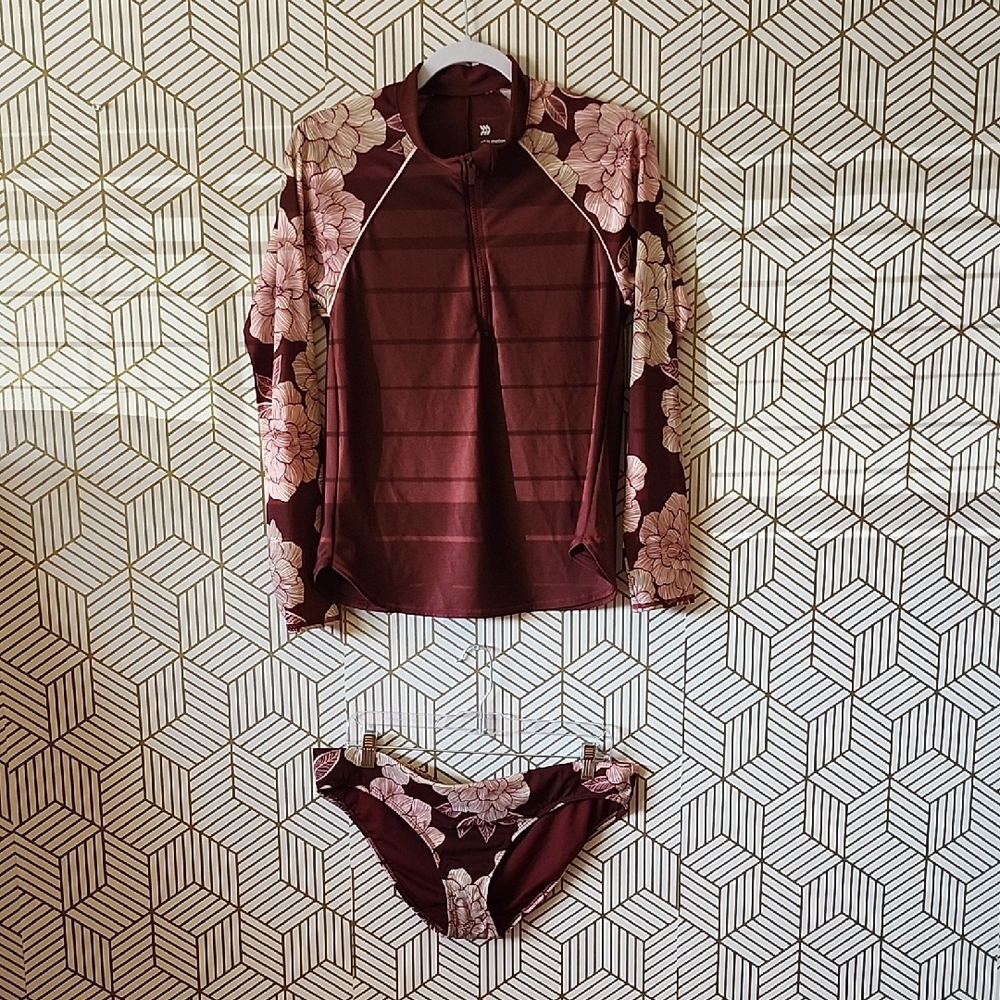 All In Motion Floral Long Sleeve Swim Set